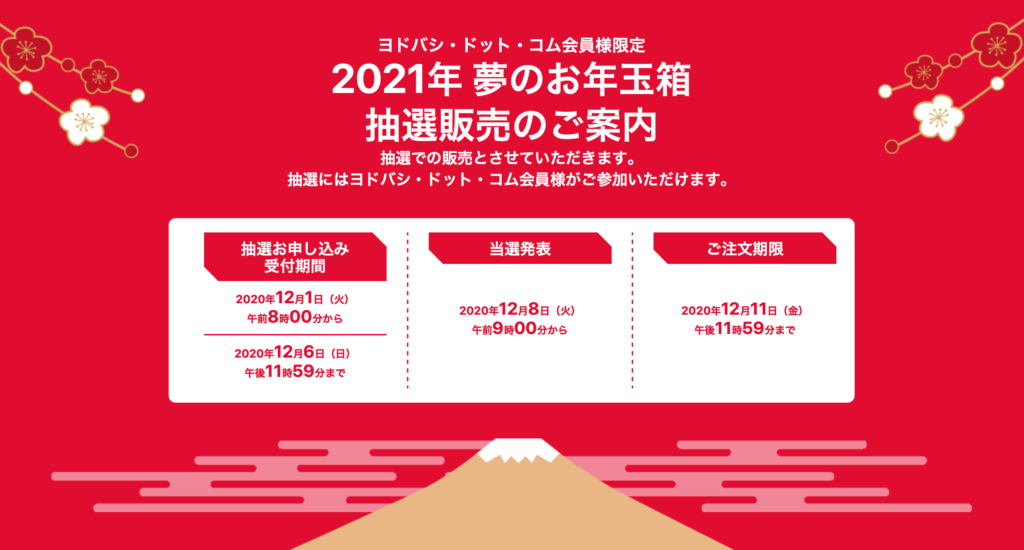 ヨドバシカメラ 21年福袋 夢のお年玉箱 受付開始 年と比較して中身を予想致します 追記 12月6日最終の倍率を追加 ガジェドン